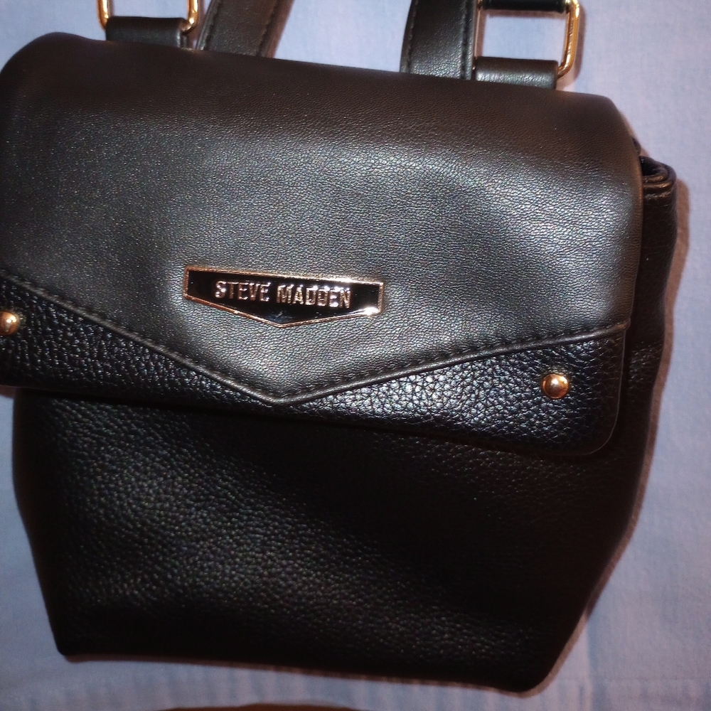 Small black Steve Madden crossbody bag.